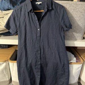 James Perse Navy Button Down Shirt Dress